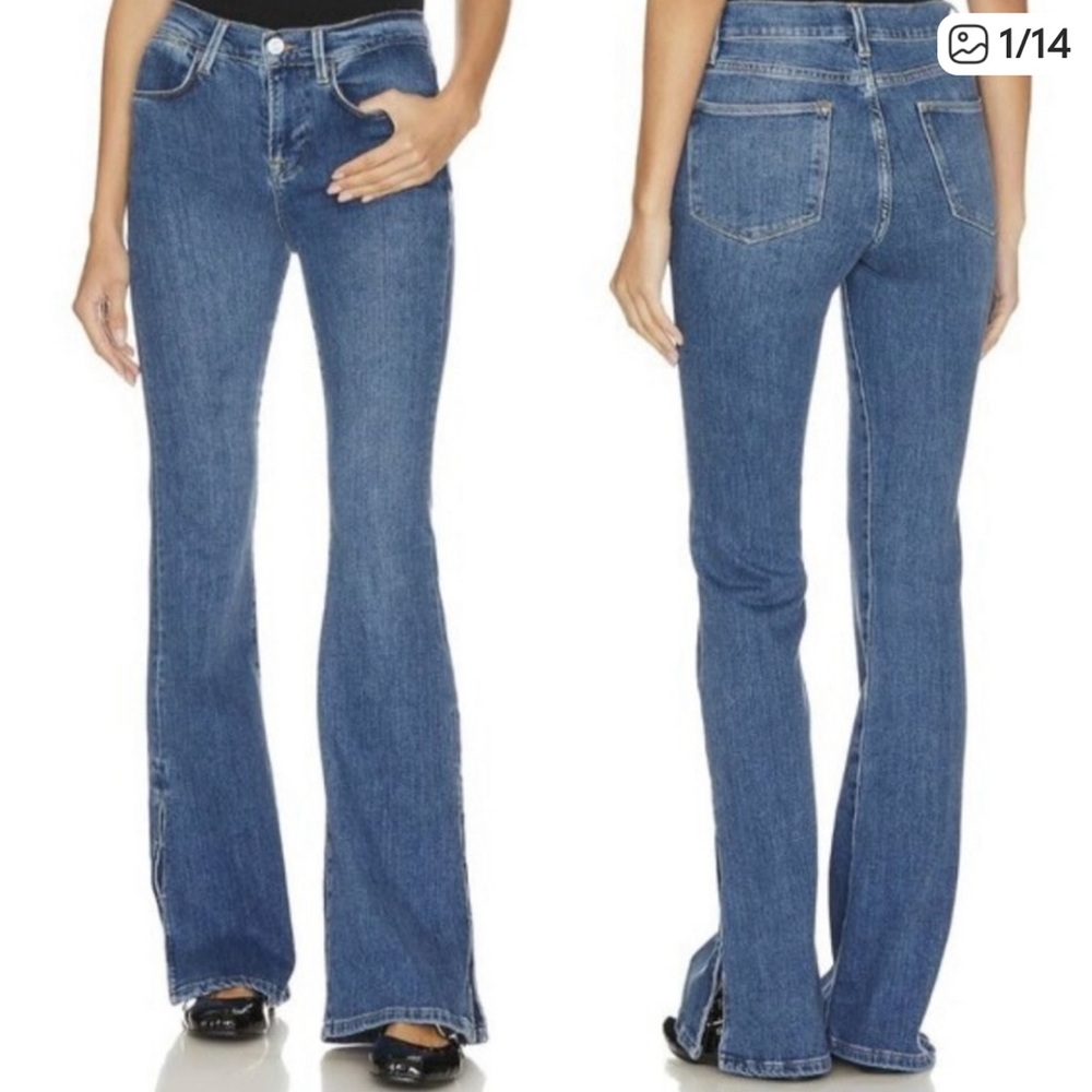 FRAME Womens Le High Flare Slits Samson Jeans Medium Wash Size 27